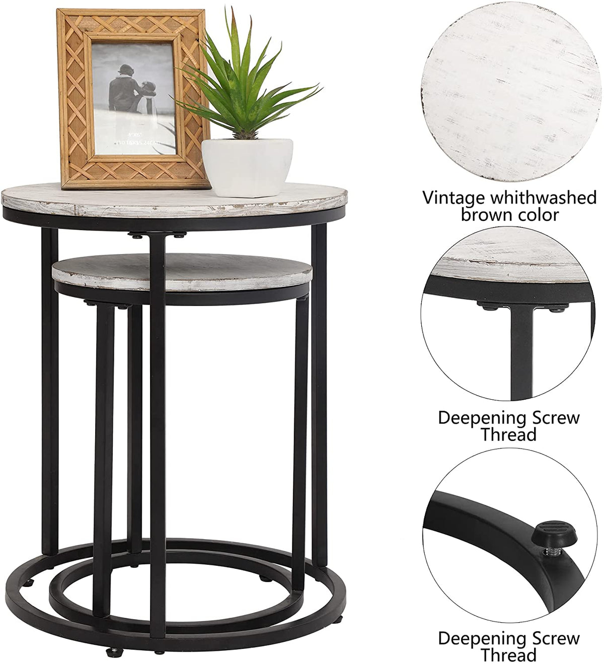Nest Of Tables: Coffee Tables Set of 2, Industrial Wooden