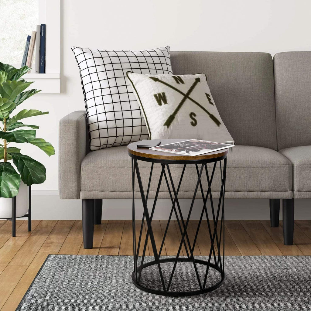 Nest Of Tables: Set of 2 Industrial Nesting Coffee Tables with Wood and Metal Frame, Modern Nightstand for Living Room Office, Easy to Storage