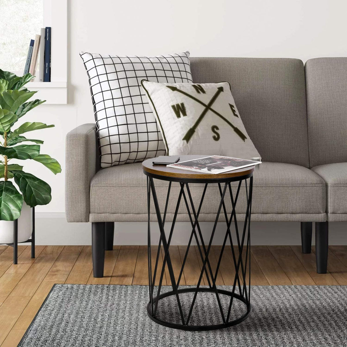 Nest Of Tables: Set of 2 Industrial Nesting Coffee Tables with Wood and Metal Frame, Modern Nightstand for Living Room Office, Easy to Storage