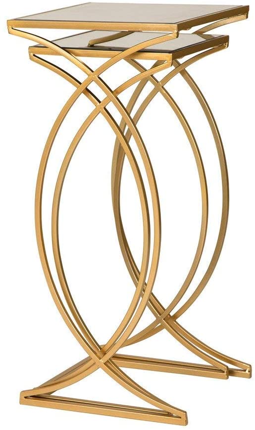 Nest Of Tables: Set of 2 Nesting Coffee Tables Decorative Accent Side End Tables Plant Stand for room, Living Room, Home Office and Patio