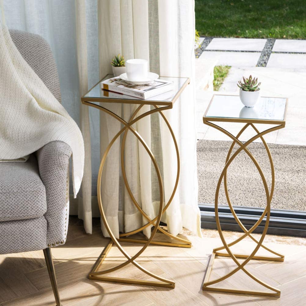 Nest Of Tables: Set of 2 Nesting Coffee Tables Decorative Accent Side End Tables Plant Stand for room, Living Room, Home Office and Patio