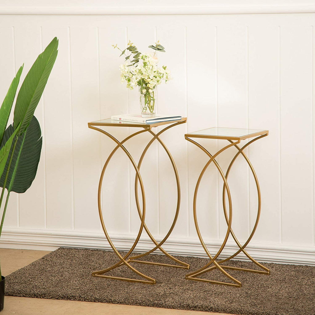 Nest Of Tables: Set of 2 Nesting Coffee Tables Decorative Accent Side End Tables Plant Stand for room, Living Room, Home Office and Patio