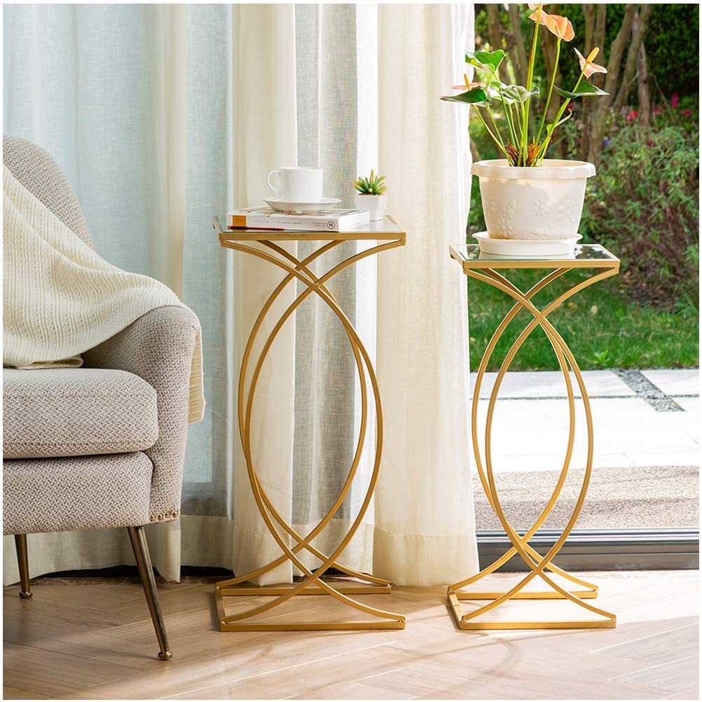 Nest Of Tables: Set of 2 Nesting Coffee Tables Decorative Accent Side End Tables Plant Stand for room, Living Room, Home Office and Patio